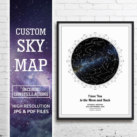 night sky custom print night sky map custom star map custom stars night sky flyer