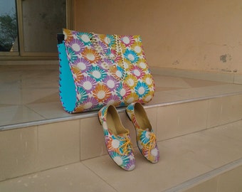 Handmade African Print Handbag and Matching Oxford Flats
