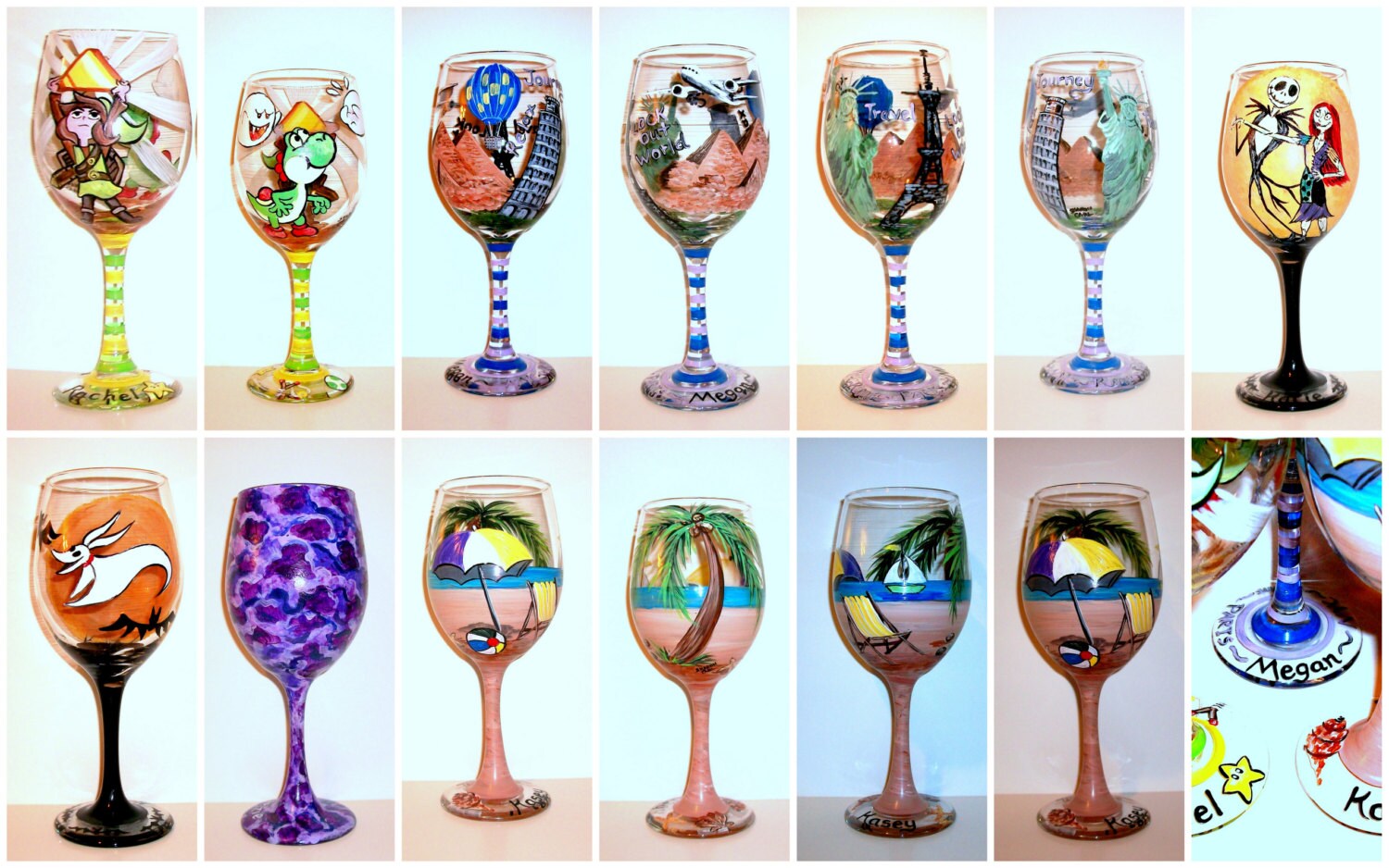 Custom Hand Painted Wine Glasses For Birthday Anniversary
