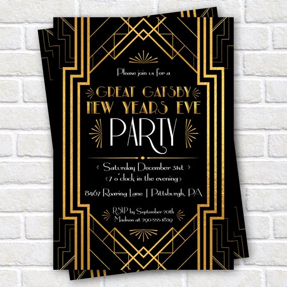 great gatsby invitation new years party invitation christmas gatsby invitation
