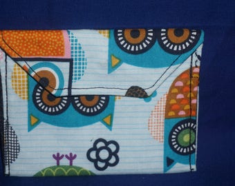 Owl Cartoon Floral Cotton Snap Button Wallet Coin Purse ID Holder