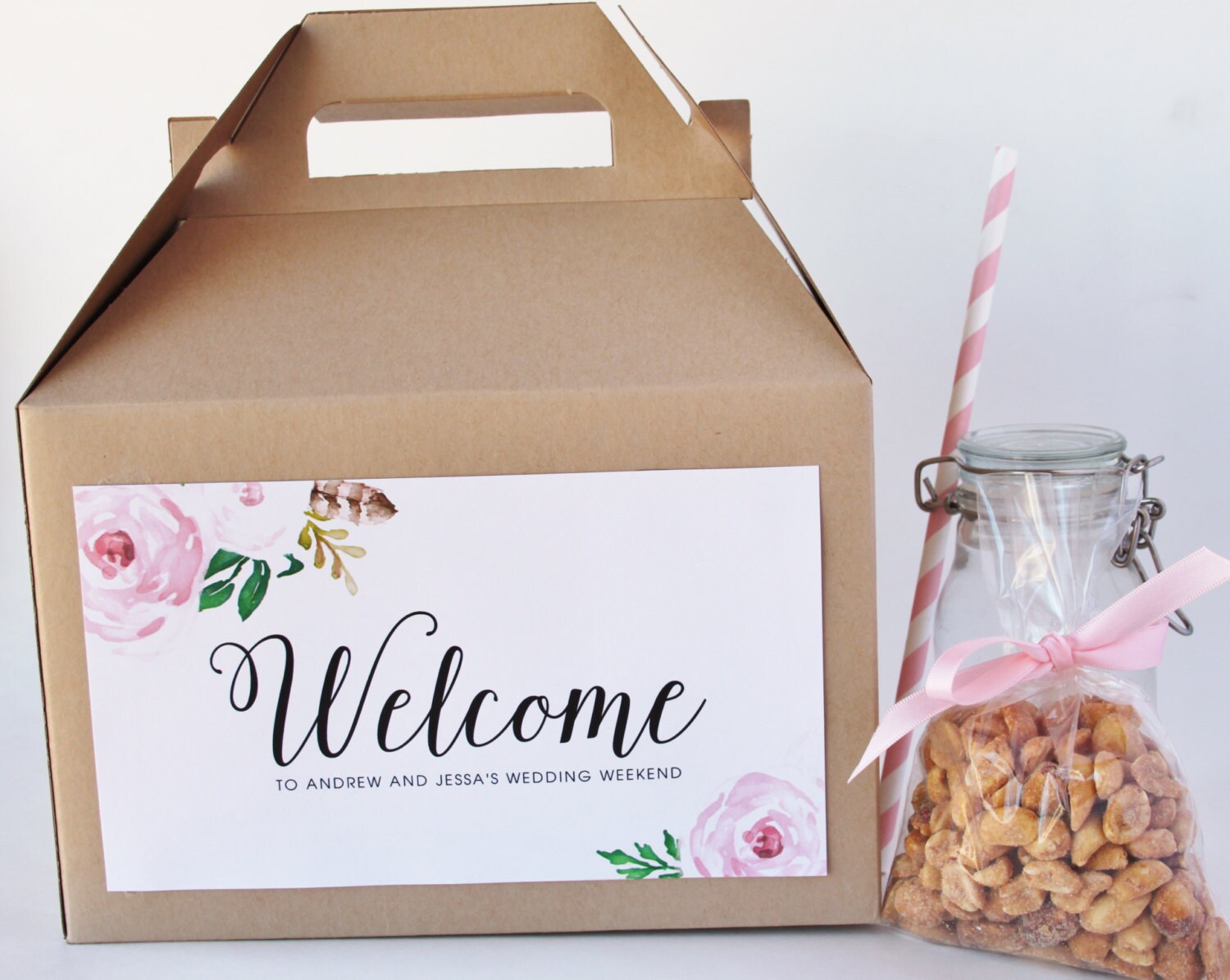 Set 10 Hotel Box Kraft Gable Box with custom Labels