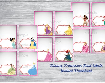 Princess food labels | Etsy