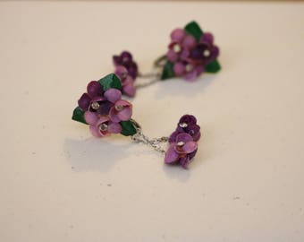 Purple floral dangle earrings