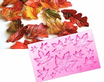 Silicone mold shaped Maple Leaves Plasters - Fondant - Decorating Cakes - Soap- Candles - Chocolate DIY. Autumn
