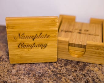 Bamboo Wood Coaster Set (set of 4)