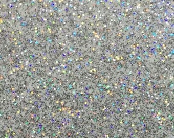 12" TRANSPARENT Silver Rainbow Holographic Adhesive GLITTER Vinyl, Permanent Indoor/Outdoor 5 yr. Life - Choose Length