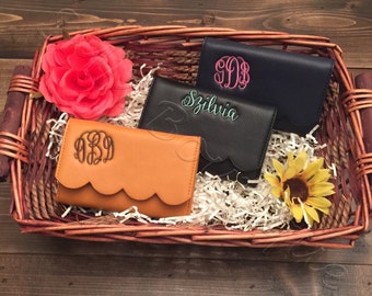 Monogrammed scalloped wallet