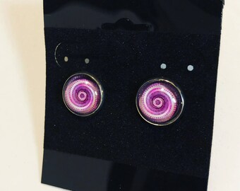 Purple psychedelic swirled Earrings