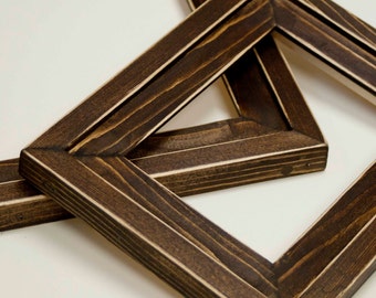 1) 5x7 Stacked pine distressed rustic picture frame...stained dark walnut...HANDMADE