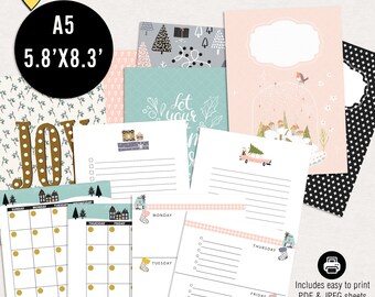 Christmas planning kit - Printable a5, instant download, printable, planner