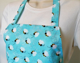 Full Apron - Bumble Bees on Blue Background