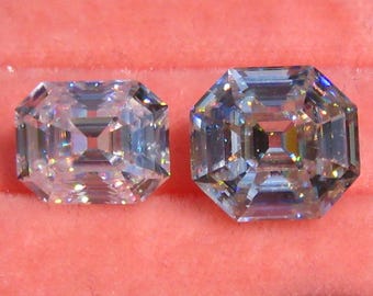 Elongated Antique Asscher Cut Classique Moissanite by Julia B Jewelry, Emerald Cut