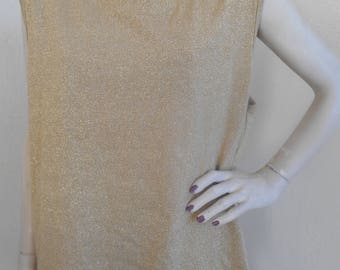 Vintage Sparkly Gold Lurex Top Shell Bob Mackie Size XL