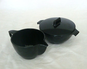 Vintage Black Melmac Sugar and Creamer Set
