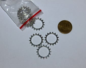 Set of 10 20mm gears, silver charms