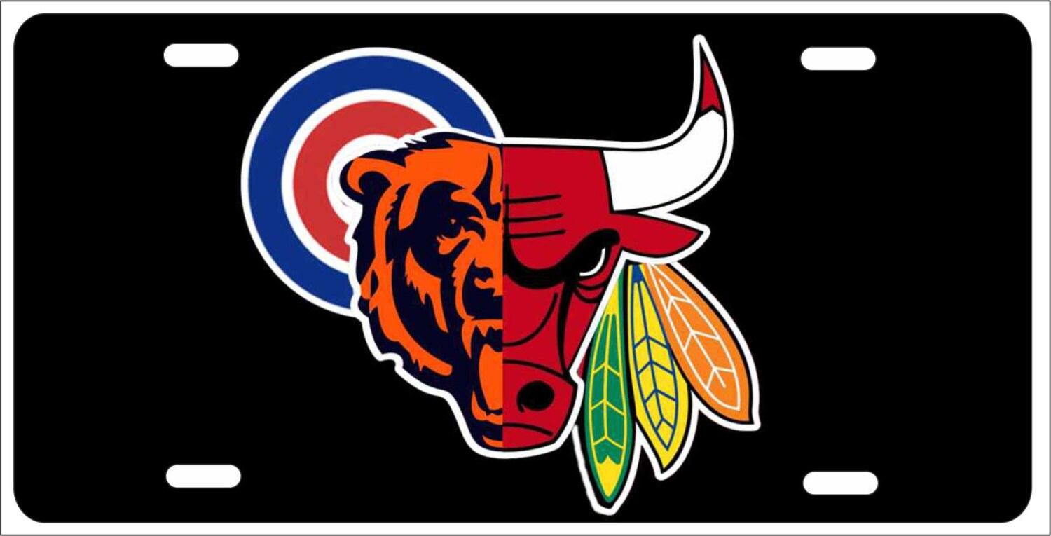 Custom License Plate Chicago sports teams combined logos