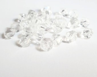 20 glass beads clear 6mm