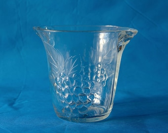 Vintage French Pressed Glass Ice Bucket with Decor of Grapes