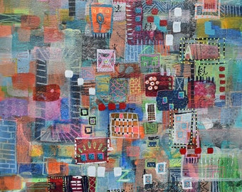 Mixed media, Acrylic, Intuitive, colorful original painting.