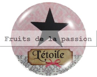 1 cabochon 25mm round glass, tales, fairy tale