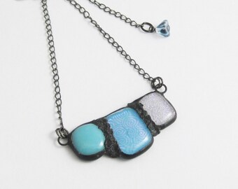 Urban Artifact Mini | Eclectic Fused Glass | Boho Jewelry | Stained Glass Pendant