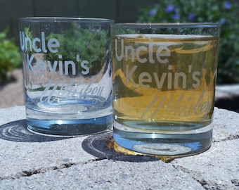 Personalized Whiskey Glass - Deep Etched Straight Sided Rocks Glass, Whiskey Glass, Personalized Rocks Glass, Custom Whiskey Glass
