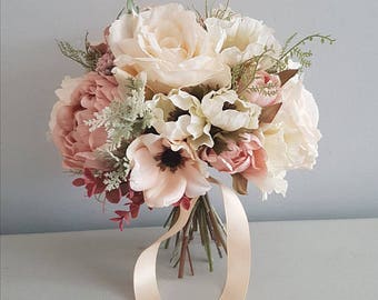 Blush silk bridal wedding bouquet -silk bouquet- wedding bouquet- Bridal bouquet- Bridesmaid bouquet - Occasions