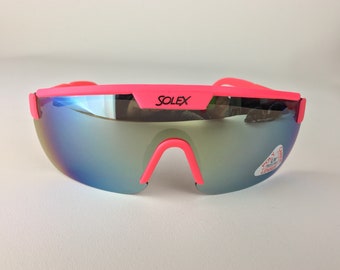1980's vintage adjustable solex semi rimless mono sheild sunglasses