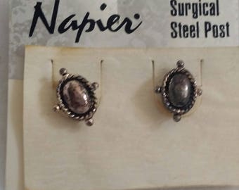 Napier Silver Toned Surgical Steel Post earrings