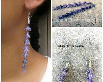 Lavender blossom earrings, realistic real looking, lavender jewelry, lavender accessories, purple flower earrings