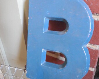Industrial 8" Metal Theater Marquee Letter B - Vintage Cast Aluminum Adler Sign