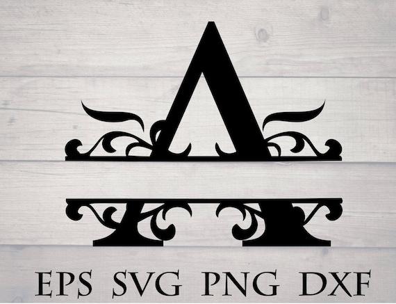 Download Monogram split letter svg / divided initial A svg swirl