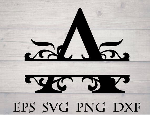 Monogram split letter svg / divided initial A svg swirl