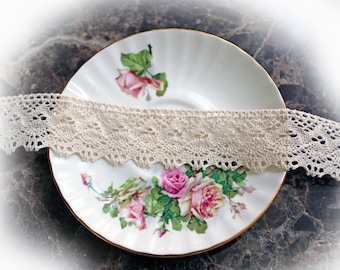 Reneabouquets Trim- Natural Cotton Crochet Cluny Lace 001, Vintage Lace, Wedding Trim, Sewing, Scrapbook, crafts