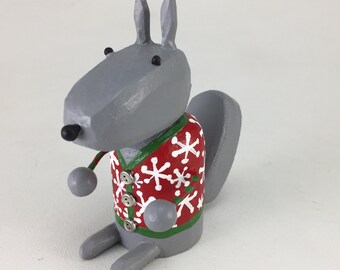 Gray Squirrel in a Holiday Sweater