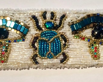 Embroidered cuff bracelet beads "Egypt"