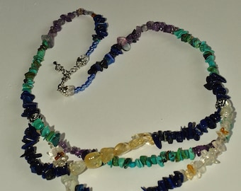Multi strand and multi colored necklace