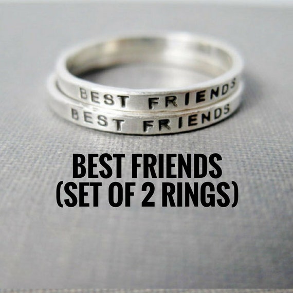 Best Friend Rings Set of 2 Personalized Solid Sterling