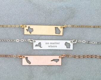 BFF Necklace Bar Necklace Friendship Gift • Jewelry State Necklace • Moving Gift Friend Jewelry Long Distance Friend Gift Travel
