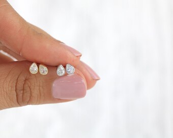 Sterling Silver tear drop shape stud | Tiny tear drop studs | Dainty little earrings | 2nd hole earrings | Everyday stud earrings |
