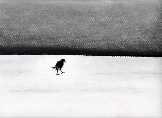 Sand Storming Crow Print from Original Drawing