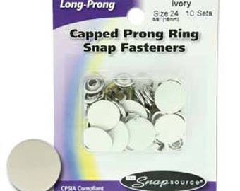 Snap Size 24 Fasteners, Capped Prong Ivory Color - 10 Sets
