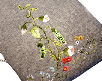 Cover - linen "peas" crossbody shoulder bag