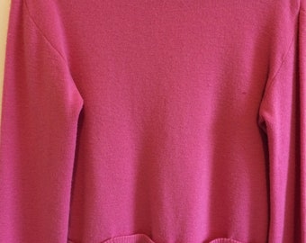 1960s funnel neck pink wool sweater