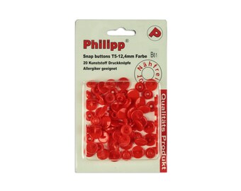 BabySnap 20 plastic push buttons Tomato red B61