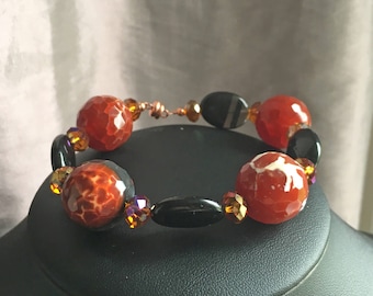 Fire dragon vein agate bracelet