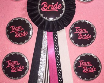 Bachelorette Party Buttons..Bridal Party..Bride Pin..Bachelorette Party .. Buttons can be added... Text and Color can be customized
