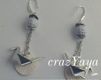 Leather and metal earrings