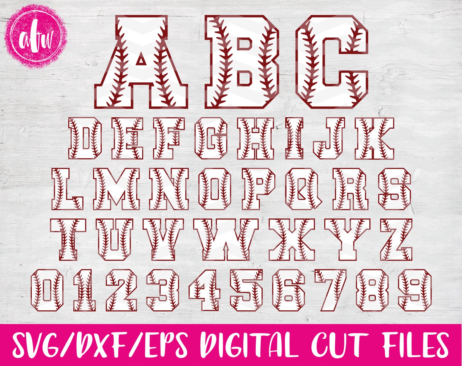 Download Baseball Letters & Numbers Softball SVG DXF EPS Cut